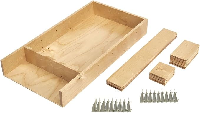 Rev-A-Shelf Customizable Drop-In Kitchen Drawer Organizer Kit for Large Utensils, Knick Knacks, & Cutlery Organization w/Adjusdable Clips, LD-4CT15-1