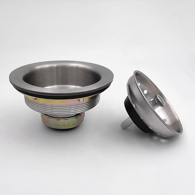 3.5 Inch Nickel Sink Drain Assembly with Strainer Basket Stopper, 304 Stainless Steel Sink Strainer and Stopper