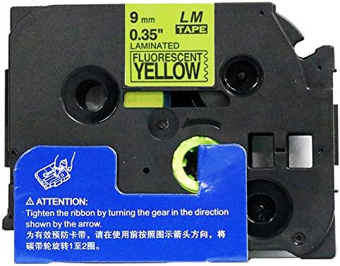 1/Pack LM Tapes - LMeC21 Premium 3/8" Black Print on Bright Yellow Label Compatible with P-Touch TZe-C21 Tape and Includes Tape Color/Size Guide. Replaces TZ-C21 9mm 0.35 Laminated.