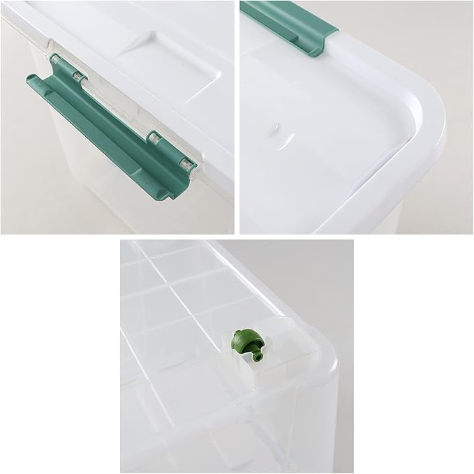 85 QT Plastic Storage Bins with Latching Lids Stackable Storage Containers for Organizing Holiday Decorations, Large Clear Storage Box for Garage, Closet, Kitchen, 4 Packs