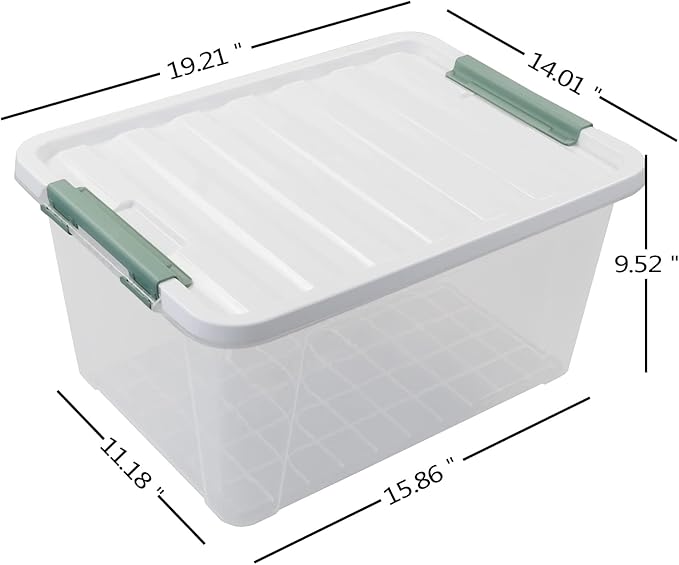 Jekiyo 32 Quart Clear Storage Boxes with Lid, 4 Packs, Multipurpose Plastic Storage Container Bin