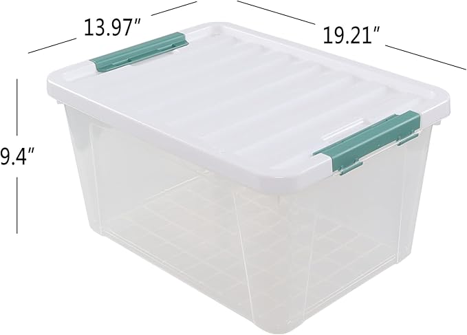 36 Quart Large Storage Box, Clear Plastic Latch Box, 4-Pack