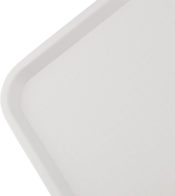 ZOENHOU 6 Pack 14 x 10 Inch Plastic Fast Food Tray, Rectangular Plastic Cafeteria Trays Food Serving Large Lunch Tray for Serving Food Home Restaurant Dinning Room Organization, White