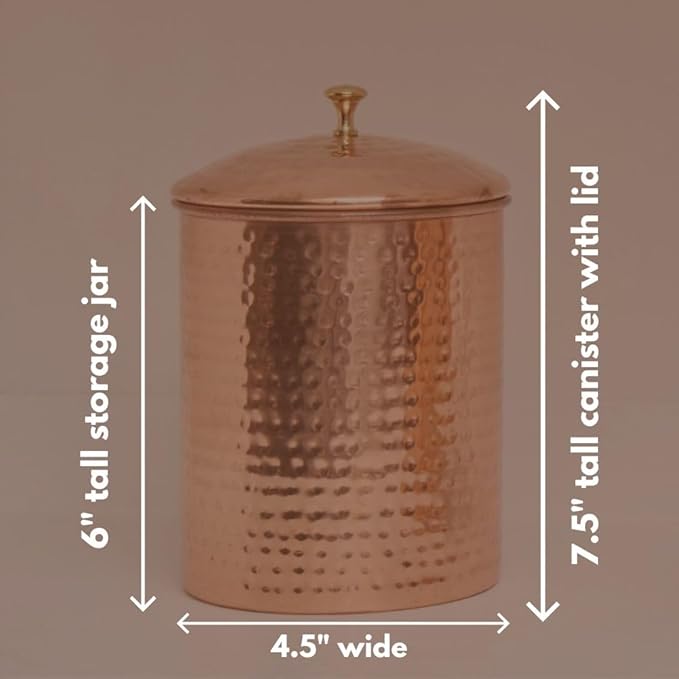 Pure Copper Canisters, Food Storage Containers, Coffee Tea Sugar Flour Canisters, Kitchen Countertop Decor, Kitchen Storage, Hand Hammered Style (1)