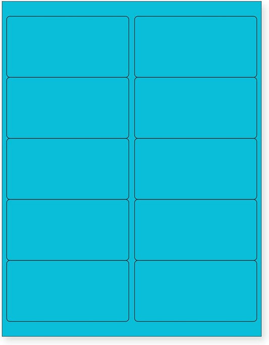 NextDayLabels - 8-1/2 x 11" Neon Color High Light Fluorescent Labels for Laser & Inkjet Printer (Blue Fluorescent, 4 x 2" - 10 Per Page | 1000 Labels)