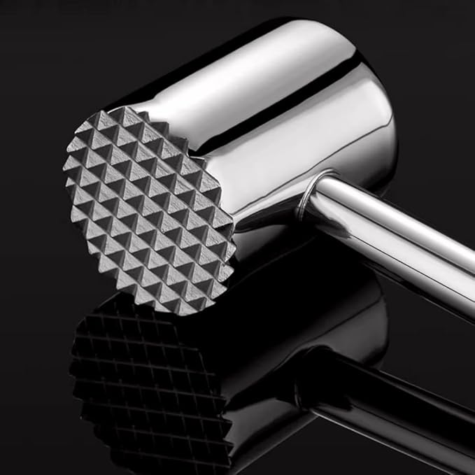 Professional Heavy Duty Meat Tenderizer Tool - 304 Stainless Steel Kitchen Mallet with Double-Sided Tenderizer & Ergonomic Handle - Easy Clean Meat Hammer for Home Kitchen, Restaurant, BBQ Essentials