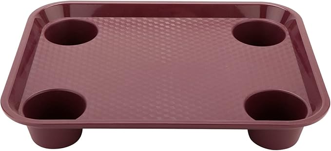 G.E.T. FT-20-BU BPA-Free Stackable Cafeteria / Fast Food Tray, 17" x 14", Burgundy (Set of 12)
