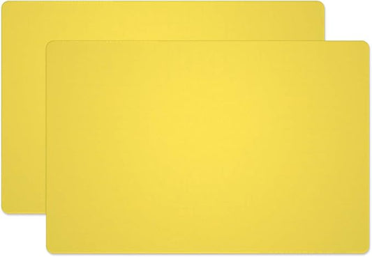 Silicone Placemats, Food-Grade Non-Slip Waterproof, Dining, Stain Resistant, Countertop Protector, Kitchen Counter Mat, Heat Resistant, Baking mat Dishwasher Safe (23.6"×15.7"-2pack, Yellow)