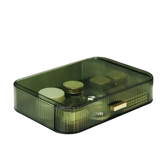 Decorcode Stackable Cosmetics Organizer Drawers, Bathroom Vanity Makeup Organizers and Storage, Ideal for Desk and Dresser Countertops, Great for Palette, Skincare, Lipsticks, Nail Care. Green