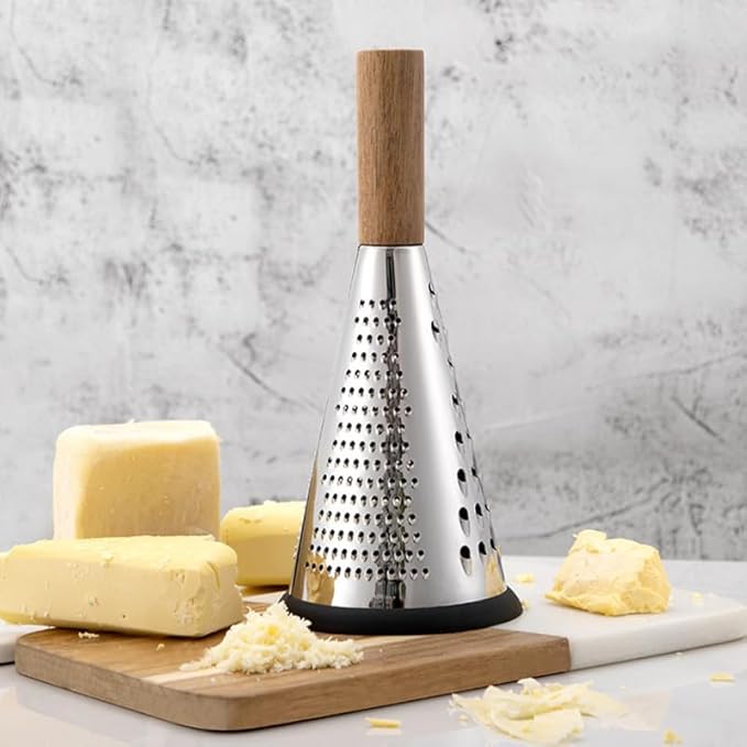 OFFSCH Kitchen Grater Potato Grater Fruit Chopper Home Tools Cheese Grater Vegetable Stripper Handle Cheese Graters Cone-Shaped Vertical Kitchen Accessory Wood
