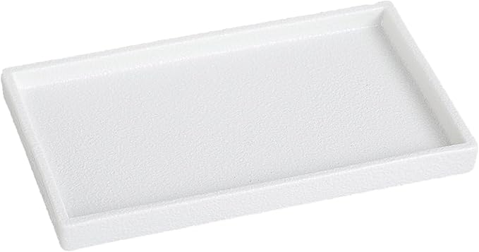 Eyrozia Bathroom Vanity Tray - 11'' Ceramic Rough-Textured Rectangle Countertop Tray, Heavy-Duty Perfume Organizer Plate, Jewelry Ring Tray, Kitchen Soap Dispenser Stone Trays, White