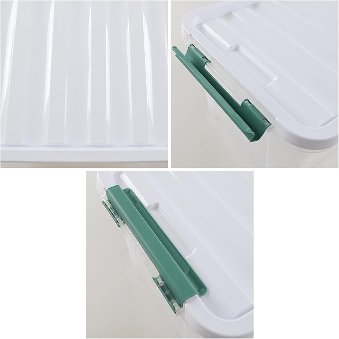 4-Pack Latching Box, Storage Bins with Lids, Clear Plastic, 20 Quart, Heavy-Duty Organizing Containers for Closet, Bathroom, and Office