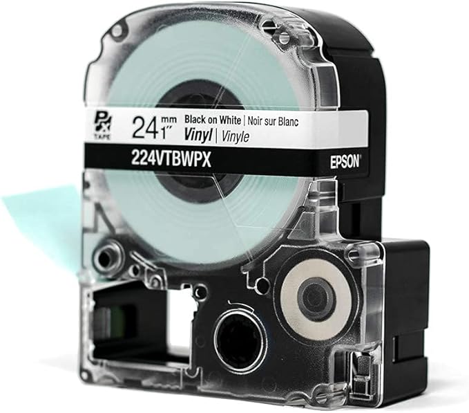 LABELWORKS 224VTBWPX Tape Cartridge - Black on White Flexible and Durable Vinyl Industrial Label Maker Tape - 1" (24MM) Wide, 22.9 ft