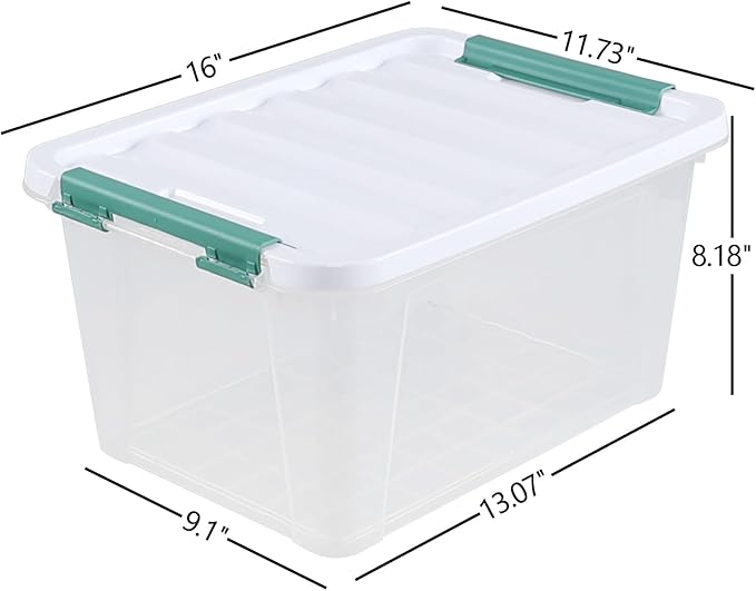 Ramddy 6 Pack 20 Quart Plastic Storage Bins with Lids, Clear Latching Container Box