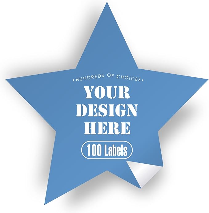 Custom Stickers Personalized Labels - Customized Stickers with Any Design Image Logo Text,Custom Thank You Label Stickers,Custom Stickers for Business Logo,100 Labels (Star,1"x1")