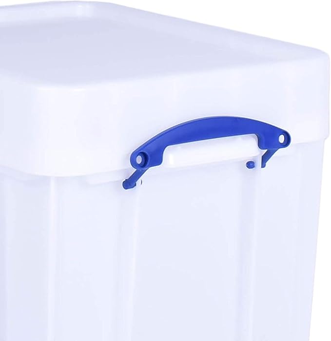 Really Useful Box 35 Liter Plastic Stackable Storage Container with XL Snap Lid & Built-In Clip Lock Handles for Home or Office Organization, White