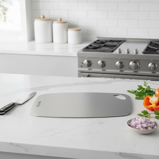 Beviss 100% Pure Titanium Cutting Board 15" x 11"- BPA Free, Non-Porous & Durable Kitchen Chopping Board for Meat, Vegetables, Fruits