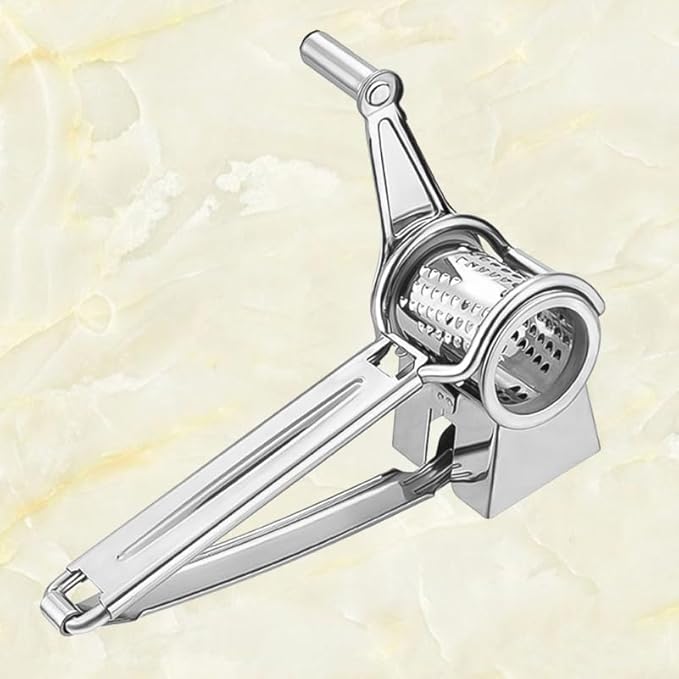 PRETYZOOM Stainless Steel Crank Grater Manual Rotary Cheese Shredder for Kitchen Use Grating Garlic and More Rustproof