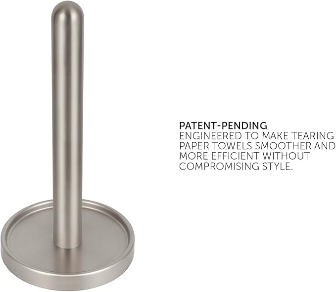 Ivilon Paper Towel Roll Stand - Steady and Easy Tear - Fits All Paper Towel Rolls - Brushed Nickel