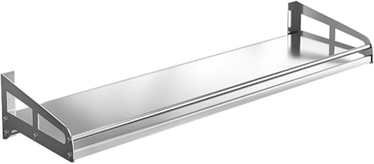 Wall Mount Metal Wall Shelf Kitchen Spice Condiment Racks 304 Stainless Steel fit Storage Rack Bedroom Bathroom Living Room Shelves (Length31.5 width9.8)