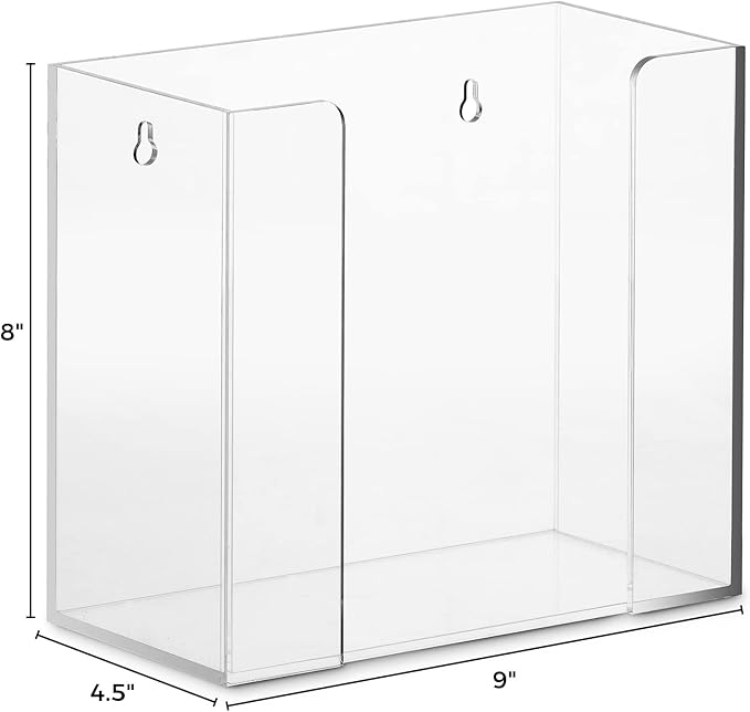 BloominGoods Clear Acrylic Wall Mount Or Countertop Napkin Holder (8 Inch Height) - Guest Towel Napkin Holder For Bathroom Or Kitchen - Paper Towel Dispenser For Vanity Or Table