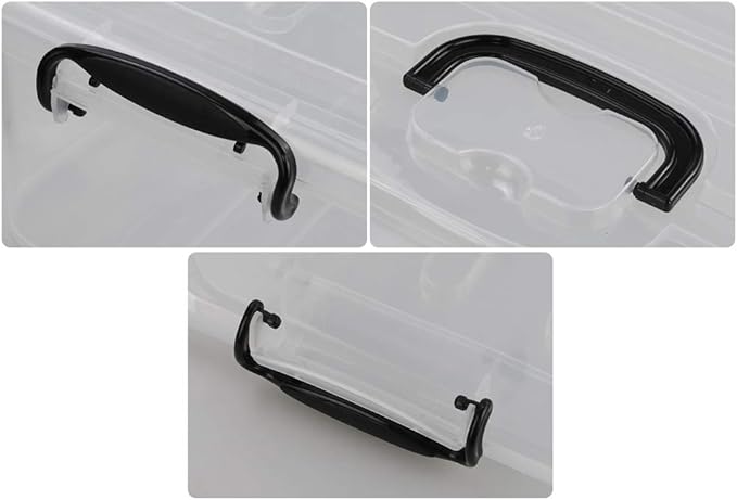 8 L Plastic Storage Boxes, Clear Storage Bin with Black Handle, 2-Pack