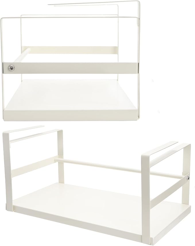 Tebery 2 Pack Under Shelf Storage Basket Sturdy, Slide-in Hanging Storage Basket for Kitchen, Metal Under Cabinet Shelves Organizer Rack, Space Saver Basket Shelf for Cabinet, Pantry, Desk, Cupboard