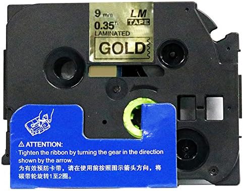 1/Pack LM Tapes - LMe821 Premium 3/8" Black Print on Gold Label Compatible with P-Touch TZe-821 Tape and Includes Tape Color/Size Guide. Replaces TZ-821 9mm 0.35 Laminated.