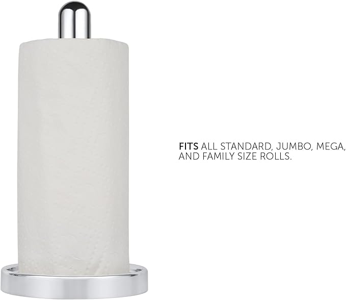 Ivilon Countertop Paper Towel Holder - Steady and Easy Tear - Fits All Paper Towel Rolls - Chrome