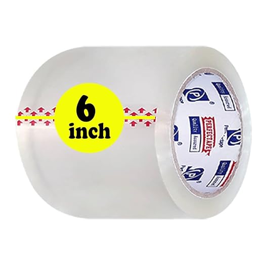 Heavy Duty Packing Tape 2 Rolls, Clear, 6 inch x 55 Yards, Special 6 inch Width, 2.2 mil, Ultra Strong, Refill for Packaging and Shipping