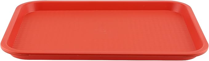 ZOENHOU 10 Pack 16 x 12 Inch Plastic Fast Food Tray,Rectangular Plastic Cafeteria Trays Serving Trays for Serving Food, Orange