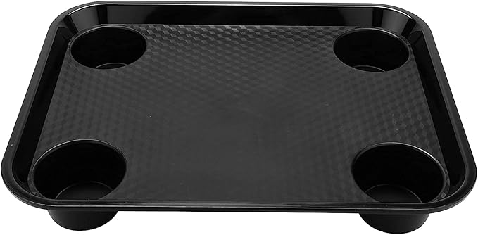 GET FT-20-BK BPA-Free Stackable Cafeteria / Fast Food Tray, 17" x 14", Black (Set of 12)