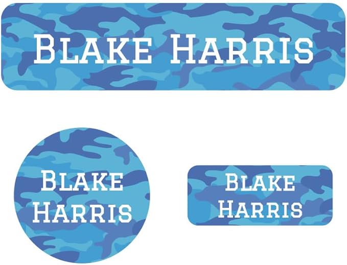 Name Bubbles - Kids Custom Name Labels for Daycare, School, Camp (102 Labels) - Personalized Waterproof Name Stickers for Clothes Tags, Lunch Boxes, Water Bottles, & School Supplies (Camo)