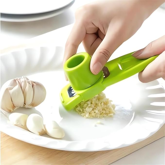 Garlic Grinder - Hand Grinder for Garlic, 2024 New Hand Press Garlic Chopper, Hand Pepper Grinder, Easy and Fast Stainless Steel Garlic Press for Home Daily Use (Red)