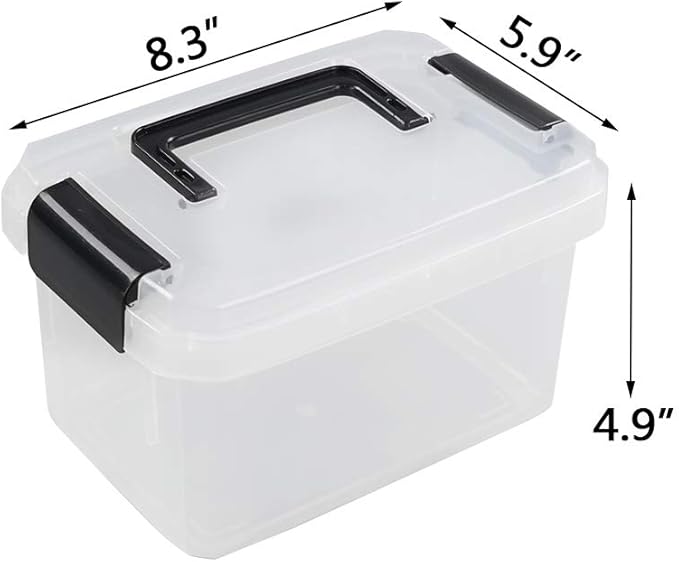 2 L Clear Mini Plastic Storage Box, Tiny Clear Storage Bin, 4-Pack