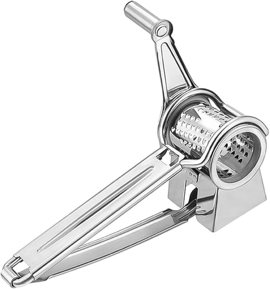PRETYZOOM Stainless Steel Crank Grater Manual Rotary Cheese Shredder for Kitchen Use Grating Garlic and More Rustproof