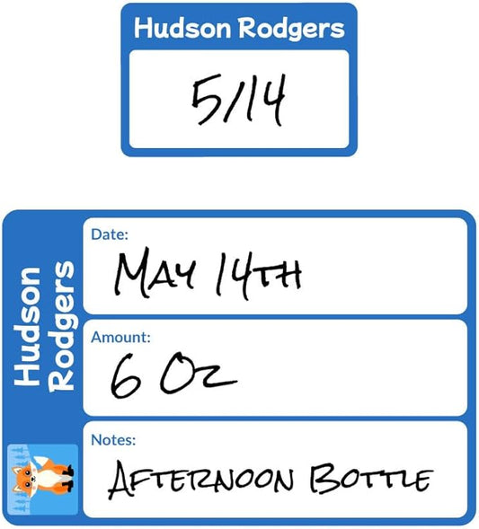 Name Bubbles - Reusable Baby Bottle Labels for Daycare (20 Labels) - Kids Washable Name Tags for Bottles, Sippy Cups, & Snack Containers, Waterproof, Baby Name Stickers, Write-On (Forest Animals)