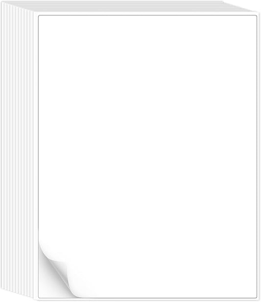 L LIKED 50 Full Sheet Self Adhesive Sticker Paper 8.5 x 11 Inches, Address Labels for Laser & Inkjet Printing (50 Sheets)
