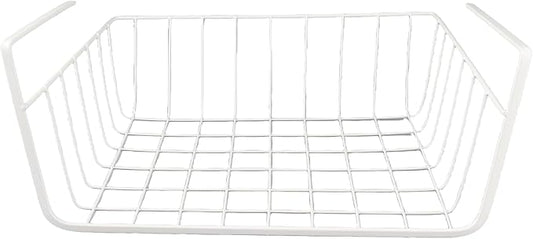 Multi purpose metal storage basket Under shelf storage basket Kitchen study office storage Thickened wire mesh basket White available Suitable for bookshelves Cabinets Storage shelves M 26*22*13.5cm