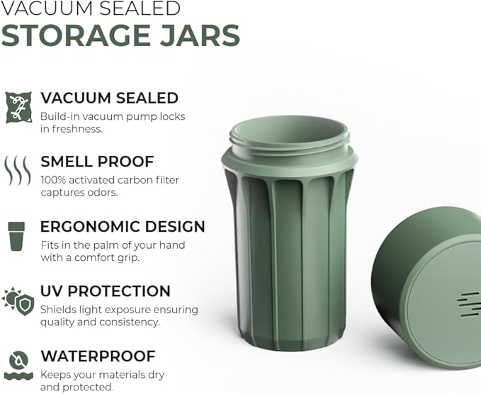 Staze Preserve Vacuum Sealed Storage Jars (148ml) | Herb Storage & Food Storage Container with Protection -(MARSH)