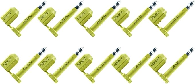 Amarine Made Bolt Seals (100PCS) Shipping Seal with Print Progressive Serial Numbering, Disposable One-Time Use Barrier Seals for Cargo Containers, Truck Trailers, Cargo Shipping Containers (Yellow)