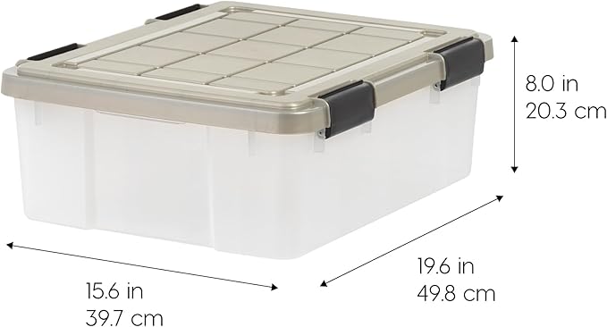 IRIS USA 27 Qt Storage Bins with Gasket Seal Lid, 3 Pack - BPA-Free, Heavy Duty Moving Containers Tight Latch, Weather Proof Tote, WEATHERPRO - Clear/Chrome