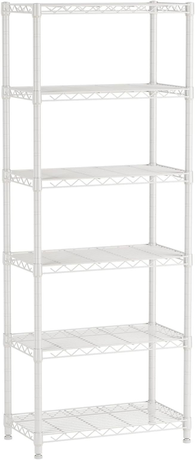 5 tire Shelves Storage Wire Shelving Unit Metal Shelf Adjustable Organizers Storage Shelving with Wheels for Bathroom Laundry Room Kitchen Pantry12”D x 22”W x 69”H White
