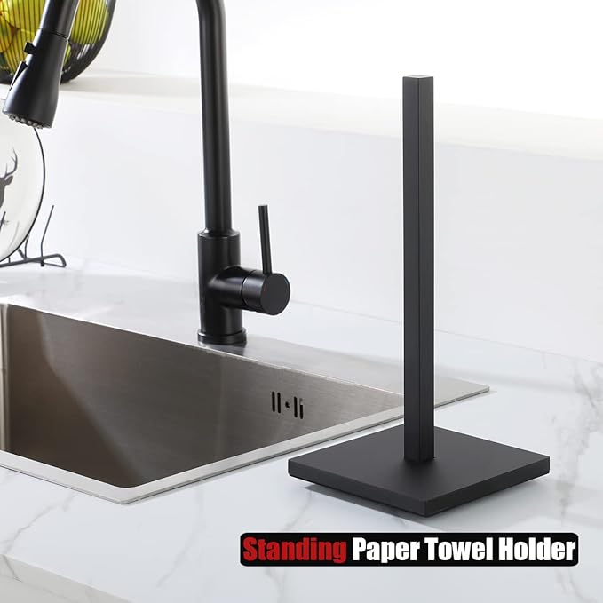 JQK Paper Towel Holder Stand Oil Rubbed Bronze, 304 Stainless Steel Kitchen Free Standing Countertop Paper Towel Dispenser Fits Standard and Jumbo Size, PTH240-ORB