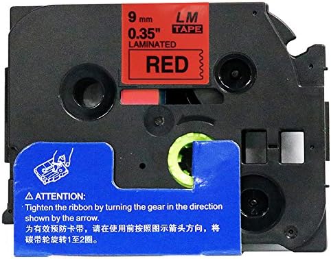 1/Pack LM Tapes - LMe421 Premium 3/8" Black Print on Red Label Compatible with P-Touch TZe-421 Tape and Includes Tape Color/Size Guide. Replaces TZ-421 9mm 0.35 Laminated.