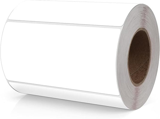 White Rectangle Stickers 4 x 2 Inch Color Coding Labels Vinyl Roll Self-Adhesive Waterproof Removable 500 PCS