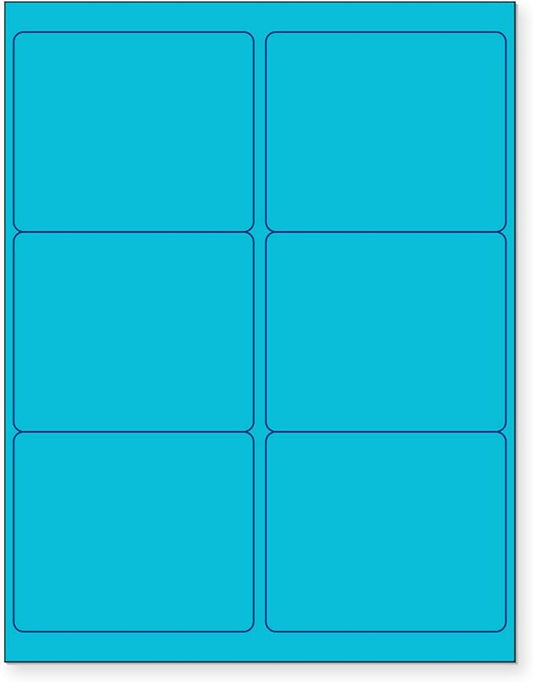 NextDayLabels - 8-1/2 x 11 Neon Color High Light Fluorescent Labels for Laser & Inkjet Printer (Blue Fluorescent, 4" x 3-1/3" - 6 Per Page | 600 Labels)
