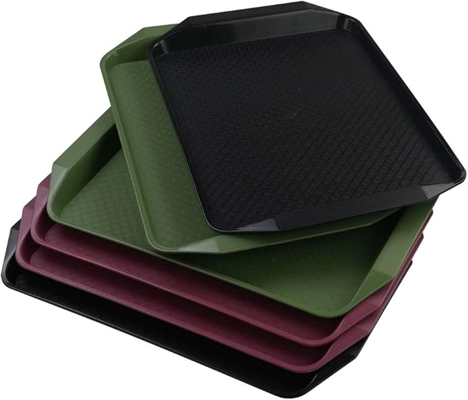 Ortodayes 6 Packs Plastic Fast Food Trays, Colored Serving Trays