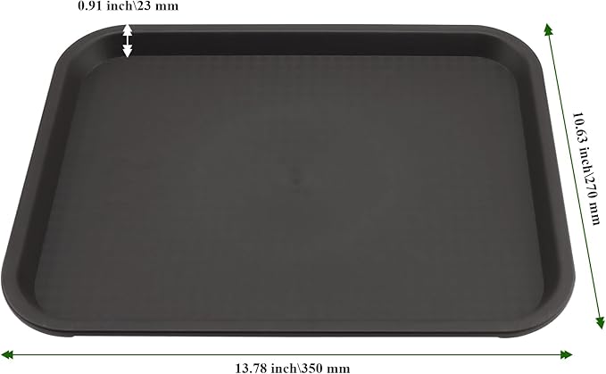 MAHIONG 15 Pack 14 x 10 Inch Brown Fast Food Tray, Large Rectangular Restaurant Serving Trays, Plastic Cafeteria Trays School Lunch Trays