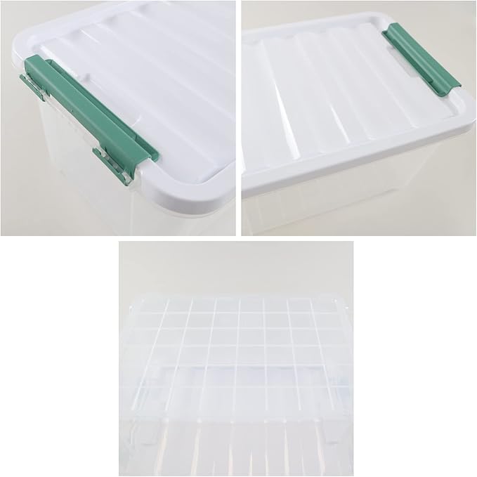 20 Quart Plastic Clear Storage Totes with Lids, Plastic Latching Boxes with Lids, 4 Packs